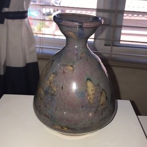 Studio Art Signed Small Glazed Vase Blue/Slate